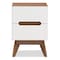 Baxton Studio Calypso Mid-Century White and Walnut Wood 2-Drawer Storage Nightstand 137-7504 - alternate 2